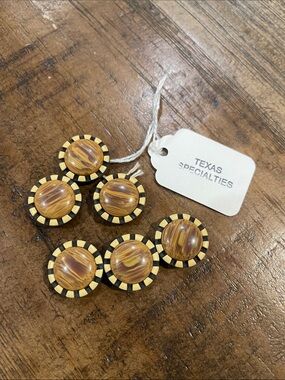 Amber and Black Decorative Buttons - Set of 6